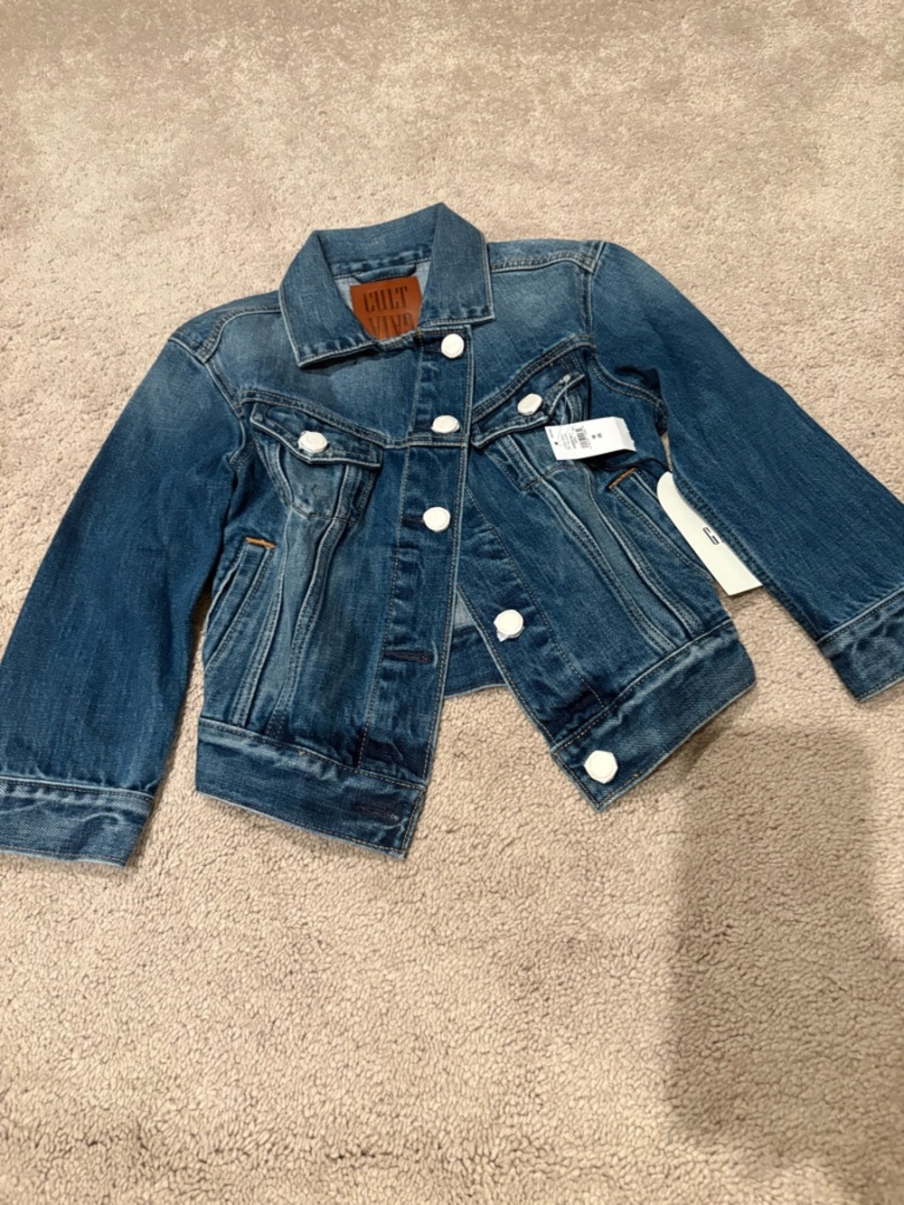 Gap x Cult Gaia Asymmetrical Denim Jacket Girls Size 8 NWT